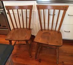 Pair Ethan Allen Heirloom Maple Nutmeg Squires Chairs 10 6000 Mid Century Mid Century Modern Coffee Table Maple Chair Ethan Allen Dining