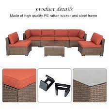 Kinbor 7pcs Outdoor Wicker Rattan Patio Furniture Sectional Sofa Set Golden Black Gradients Walmart Com Sectional Patio Furniture Rattan Patio Furniture Outdoor Sectional Sofa