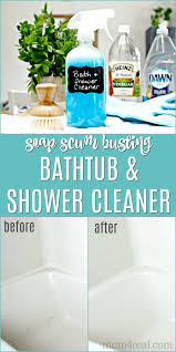 2 Ingredient Bathtub And Shower Cleaner That Removes Soap Scum In 2020 Shower Cleaner Homemade Bathroom Cleaner Homemade Shower Cleaner