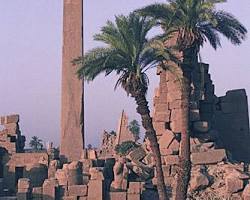 Image of Hatshepsut's obelisk, towering over the surrounding structures.