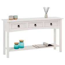 Lassen sie sich ihre produkte ganz einfach nach hause oder in eine filiale in ihrer nähe liefern. Caro Mobel Konsolentisch Rural Kiefer Massiv Weiss Lasiert Mit 3 Schubladen Mexico Mobel Produkt