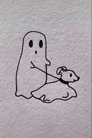 Ghost With His Little Ghost Dog Mini Drawings Drawings Doodles