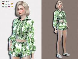 Weerbesu's more columns mod · 9. Chloemmm S Sports Hoodie And Shorts 2 Sims 4 Clothing Sims 4 Sims