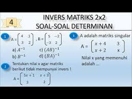 Prolog materi determinan matriks 3x3 contoh soal pembahasan. Invers Matriks 2x2 Determinan Matriks Singular Youtube