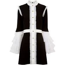 Macgraw Black Sincerity Frill Sleeve Dress 585 Liked On Polyvore Featuring Dresses Short Ruffle Dress But Mini Dress Wet Look Dress White Cocktail Dress