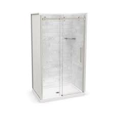 For larger bathrooms, consider a spacious standup shower that features integrated corner shelves. Shower Stalls And Kits Showers Rona