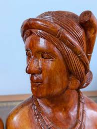 Pair of Igorot hardwood busts, hand-carved, Philippines, mid-20th century  in Antique Busts