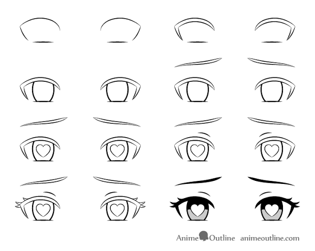 How to Draw Anime "Love Eyes" (With Hearts) - AnimeOutline