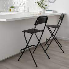 This folding stool incorporates the practical spirit that made the emblematic bistro chair such a success. Franklin Bar Stool With Backrest Foldable Black Black 63 Cm Ikea