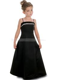 A Line Spaghetti Strap Black And White Satin Junior Bridesmaid Dresses 95 0 Black Junior Bridesmaid Dress Black Bridesmaid Dresses Designer Bridesmaid Dresses