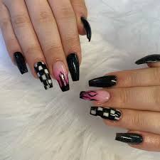 Nails On Point Surrey On Instagram Living For These Nails Guildfordnails Surreynails Surrey Guildford Checkered Nails Nails Flower Nails