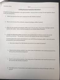 Limiting reagents and percent yield by drgcdms 1312 views. Solved Chemistry 1211l Name Limiting Reactant Recitation Chegg Com