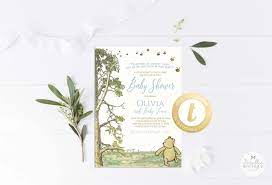 Winnie The Pooh Baby Shower Invitation Classic Winnie The Etsy Gender Neutral Baby Shower Invitations Baby Shower Invites Neutral Baby Shower Invitations