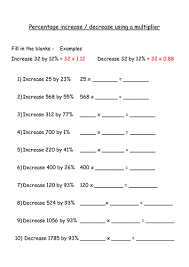 Quadratic equations word problems worksheet. Percentage Increase And Decrease Using A Multiplier Fill In The Blanks Teaching Resources