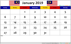 January 2019 Calendar Malaysia 2019 Calendar Calendar January Month