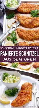 Panierte Schnitzel Aus Dem Ofen Emmikochteinfach Rezept Paniertes Schnitzel Rezepte Panieren