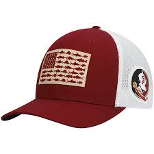 This is your spearfishing hat! Florida State Seminoles Columbia Pfg Tonal Fish Flag Flex Hat Garnet