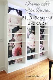How To Apply Removable Wallpaper To Ikea Billy Bookshelves Bookshelves Diy Diy Shelves Ikea Billy