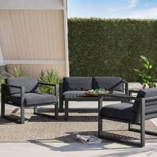 Seaham 4 Piece Sectional Seating Group With Cushions Reviews Allmodern In 2020 Outdoor Sofa Sets Modern Outdoor Furniture Outdoor Furniture Sets