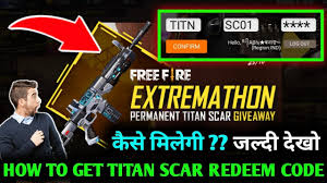 Looking for free fire redeem code & get free rewards in garena free fire? Titan Scar Redeem Codes Giveaway How To Get Titan Scar Free Redeem Codes Culture Gaming Youtube