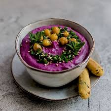 Purple Sweet Potato Hummus Recipe In 2020 Sweet Potato Hummus Purple Sweet Potatoes Sweet Potato Hummus Recipe