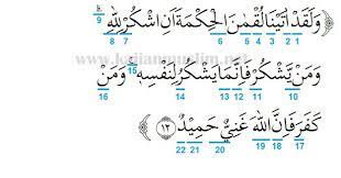وَلَقَدْ آتَيْنَا لُقْمَانَ الْحِكْمَةَ أَنِ اشْكُرْ لِلَّهِ وَمَنْ. Hukum Tajwid Surat Luqman Ayat 12 Beserta Alasannya Lengkap
