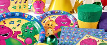 The cute personalized favor buckets. Barney Party Supplies For Kids Birthday Party Themes At Mtrade