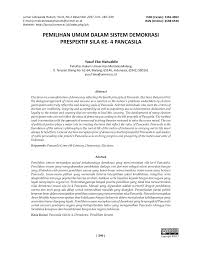 Pdf Pemilihan Umum Dalam Sistem Demokrasi Prespektif Sila Ke 4 Pancasila