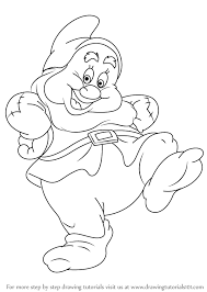 Printable coloring pages of snow white, bashful, doc, dopey, grumpy, happy, sleepy and sneezy from disney's snow white and the seven dwarfs. Learn How To Draw Happy Dwarf From Snow White And The Seven Dwarfs Snow White And The Seven Dwarfs Step By Step Drawing Tutorials