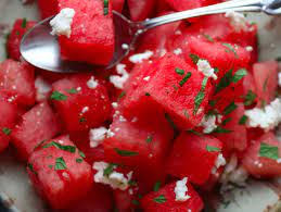 Jacques Pepin S Classic Watermelon Salad With Feta And Mint Is A Summer Salad Classic Originally Pu Watermelon And Feta Watermelon Salad Watermelon Feta Salad