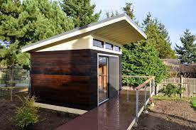 Exterior Breathtaking Modern Shed Design With Black And Brown Wall With White Ceiling Plus Glass Door And Ch Shed Roof Design Contemporary Sheds Flat Roof Shed