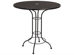 Even without using the lights, this canopy covers most patio tables and gives decent shade when needed. Woodard Aurora Wrought Iron 42 Wide Round Mesh Top Bar Height Table With Umbrella Hole Wr190057