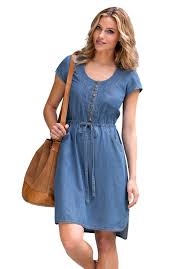Dress Denim Empire Waist By Ellos Casual Denim Dress Plus Size Summer Dresses Plus Size Dresses