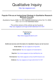 Qualitative research studies typically seek to answer questions about the 'what', 'how', and 'why' of phenomena. Pdf Popular Film As An Instructional Strategy In Qualitative Research Methods Courses