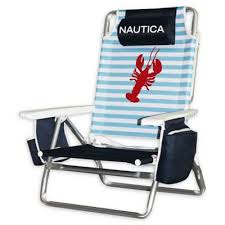 Nautica 5 Position Beach Chair In Lobster Stripe Blue Red Backpack Beach Chair Beach Chairs Beach Equipment
