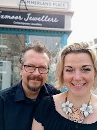 Hi there, I'd like to introduce ourselves. My names Debbie and this is my  partner Manu. We own Exmoor Jewellers which we opened in 2018. Me and Manu  are qualified jewellers who