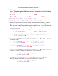 Follow up with other practice problems using human hardy weinberg problem set. Hardy Weinberg Worksheet Answers
