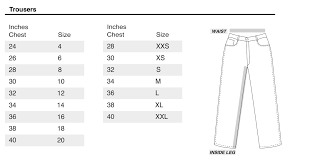 37 Right Worn Jeans Size Chart