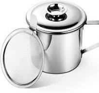 Kaemi 2.2L / 74oz Bacon Grease Container With Strainer - Stainless Steel  Oil Keeper With Lid & Handle For Kitchen