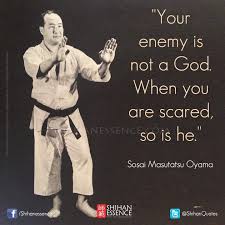Your Enemy Is Not A God When You Are Scared So Is He Martial Arts Quotes Martial Arts Karate Quotes