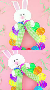 Make small easter plate each one of these foam cup bunnies takes if you are thinking of making a cute easter decoration together with your kids, give this rocking paper plate bunny a go. How To Make A Paper Plate Easter Egg Wreath Easy Easter Craft For Kids Video Video Diy Easter Decorations Easy Easter Crafts Easter Kids