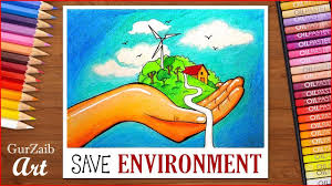 how to draw save environment poster chart for school