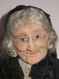 FABULOUS ANTIQUE 22" OLD LADY GRANNY CLOTH & WIRE GLASS EYED STOCKINGNETTE  DOLL