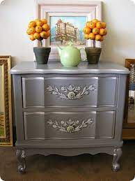 Design Fixation Metallic Finishes On Furniture Centsational Style Metallic Painted Furniture Painted Furniture Futuristic Furniture