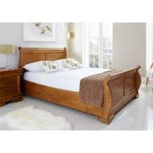 Louie Wooden Sleigh Bed Oak Finish Wooden Bed Frames Sleigh Bed Master Bedroom King Size Bed Frame