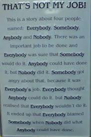 This Is A Story About Four People Named Everybody Somebody Anybody And Nobody There Was An Important Job To Be Workplace Quotes Teamwork Quotes Work Quotes