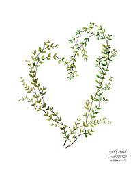 Heart Entwined Giclee Print Reproduction Watercolor Par Gollybard 36 00 Illustration De Coeur Fleurs Pressees Fleurs