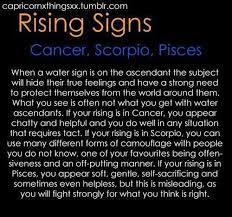 The rising sign is also known as the ascendant. Rising Signs Cancer Scorpio Pisces Water Ascendant Pisces Cancer Rising Astrology