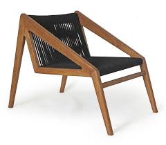 Abel Lounge Chair With Black Rope Scandinavian Style Minimalist Lounge Chair Made In Teak Wood Beach Chair Umbrella Teak Patio Furniture Scandinavian Chairs