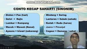 Kecap Saharti Sinonim Bahasa Sunda Jeung Conto Kalimahna Youtube